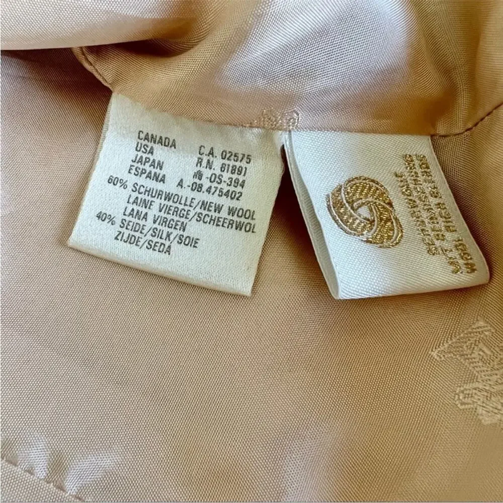Escada by Margaretha Ley Double Breasted Wool and Silk Blazer Vintage Size 10